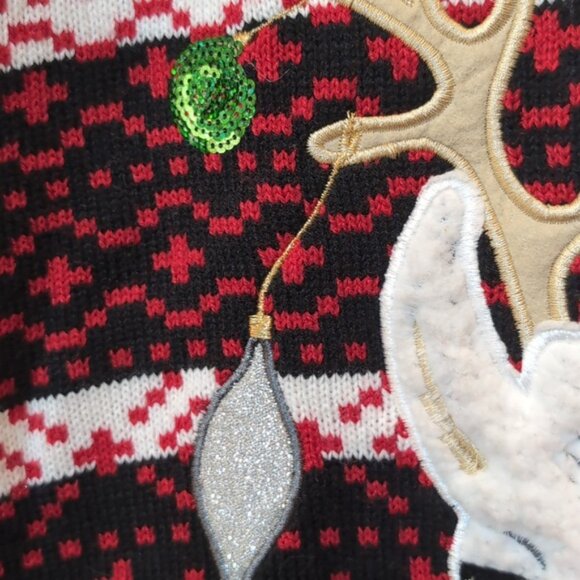 Ugly Christmas Sweater Fleece Llama Holiday Party Funny Drink Holder Pocket Knit - Picture 6 of 13